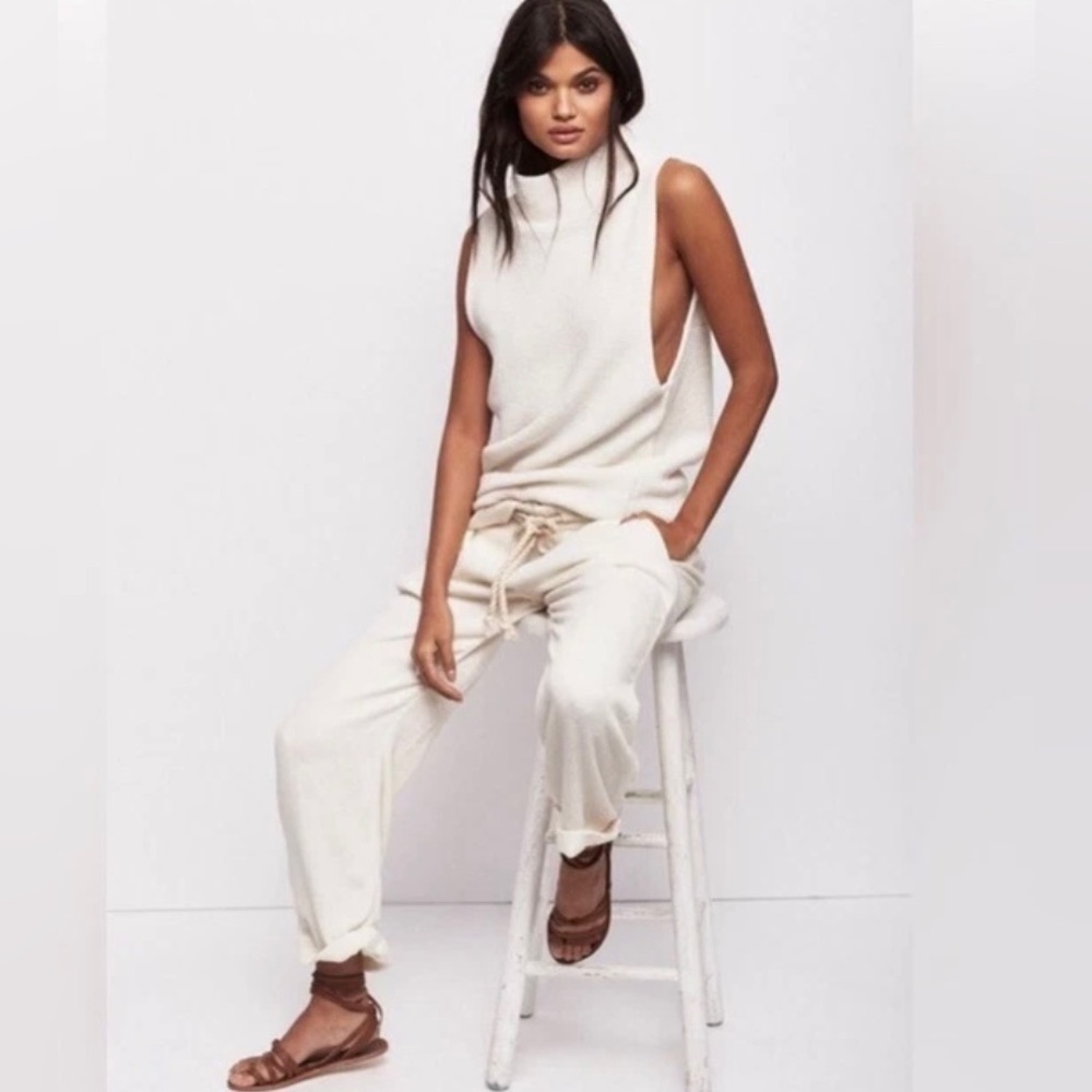 Free People Isla Ottoman Sleeveless Cowl Turtleneck Sweater in Cream - Picture 2 of 10